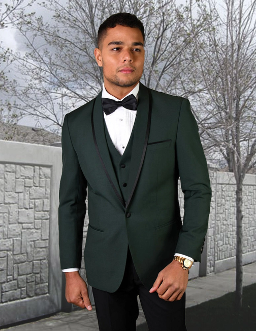 Genova 3-Piece Wool Men's Suit Set - Hunter