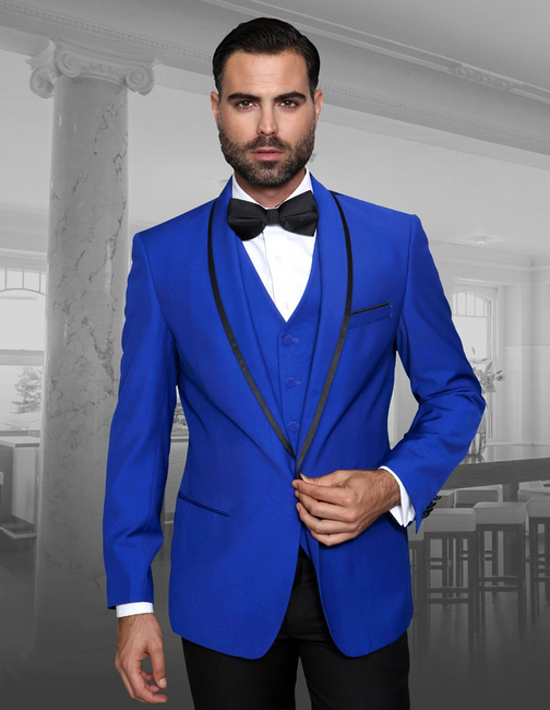 Genova 3-Piece Wool Men's Suit Set - Royal