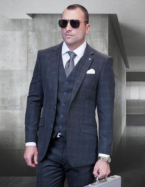 Algani 3-Piece Plaid Men's Tuxedo Set - Italian Wool & Cashmere