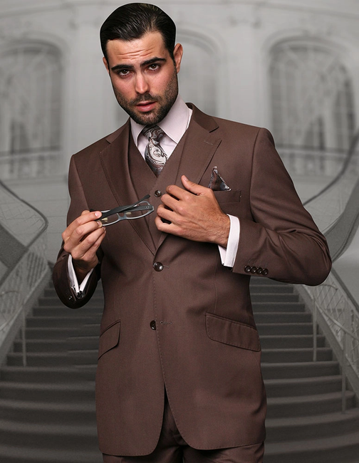 100% Italian Wool Men's 3-Piece Suit - Coco