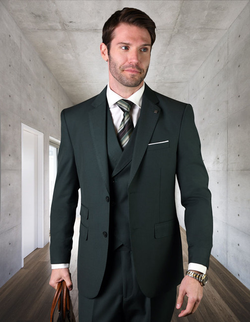 Zargala Modern Fit Men's 3-Piece Suit - Hunter