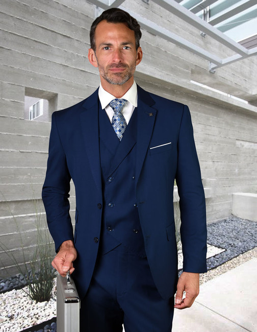Zargala Modern Fit Men's 3-Piece Suit - Sapphire
