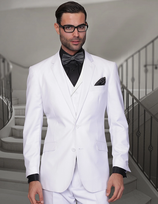 Messina 3-Piece Solid Color Regular Fit Men's Suit Set - White