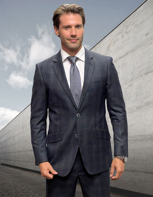 Porto-7 Plaid Handcrafted Italian Wool Suit Set - Black