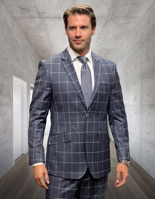 Porto-11 Plaid Handcrafted Italian Wool Suit Set - Charcoal