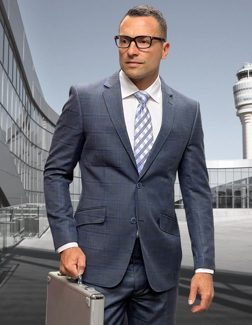 Porto-11 Plaid Handcrafted Italian Wool Suit Set - H.Charcoal