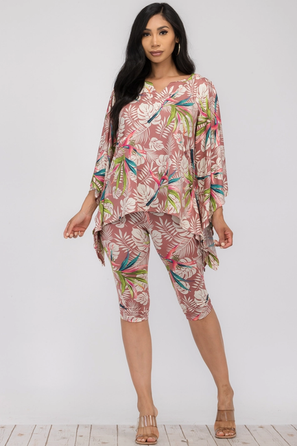 Women's 2-Piece Top & Bottom Set - Tropical