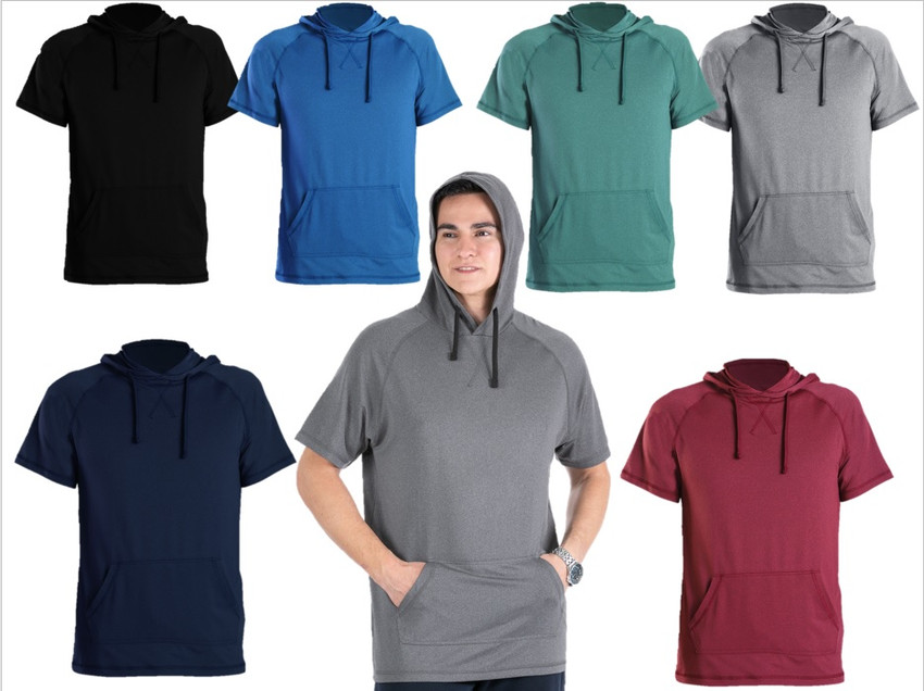 Men's Solid Pullover Hooded T-Shirt