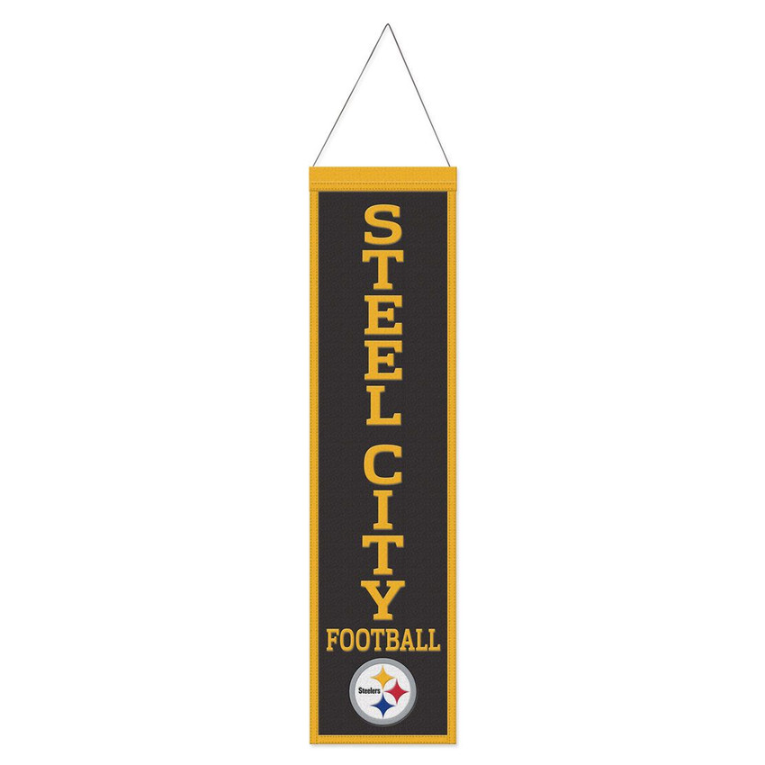 Pittsburgh Steelers Banner Wool 8x32 Heritage Slogan Design