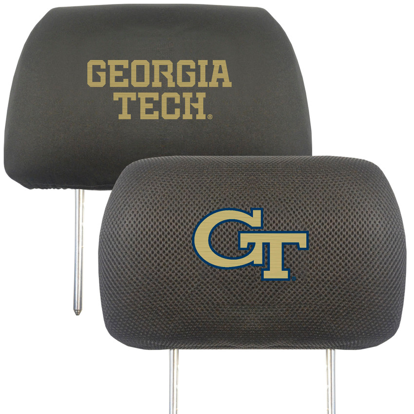 Georgia Tech Yellow Jackets Embroidered Head Rest Cover Set - 2 Pieces