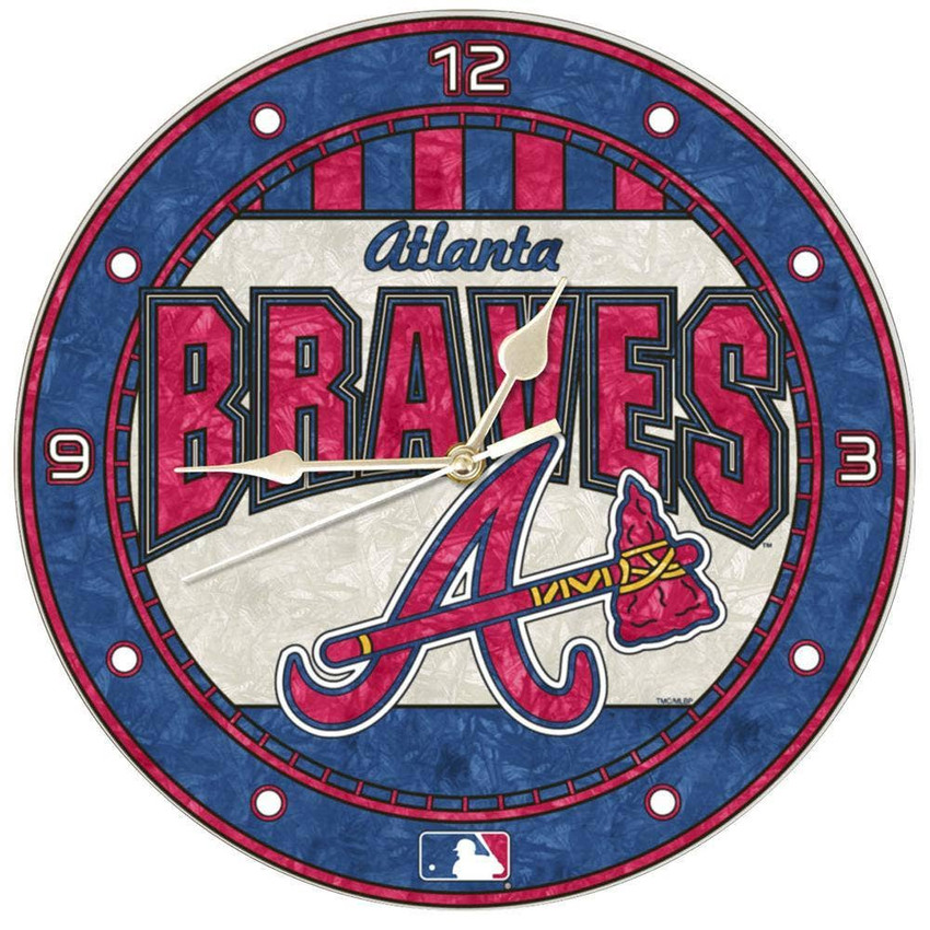 Atlanta Braves 12" Art Glass Clock