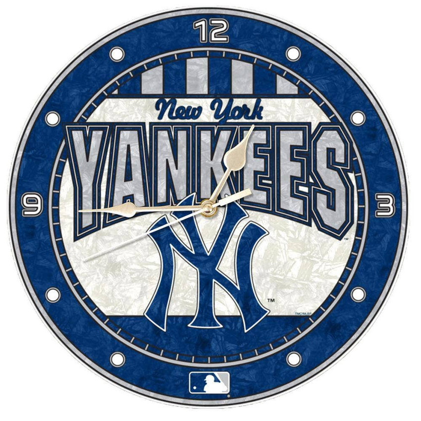 New York Yankees 12" Art Glass Clock