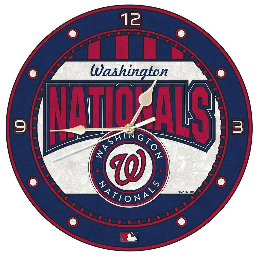 Washington Nationals 12" Art Glass Clock