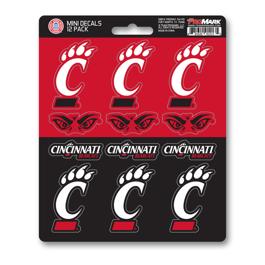 Cincinnati Bearcats 12 Count Mini Decal Sticker Pack
