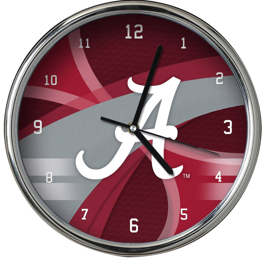 Alabama Crimson Tide Carbon Fiber Chrome Clock