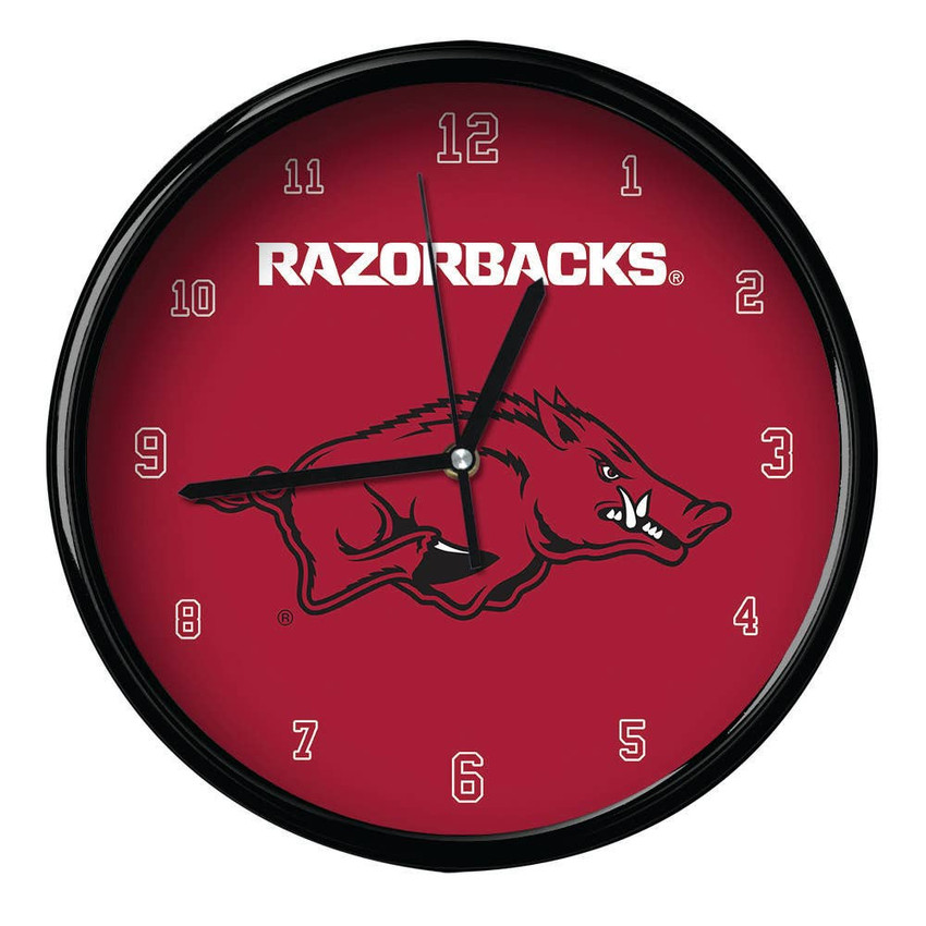Arkansas Razorbacks 12" Team Black Rim Clock
