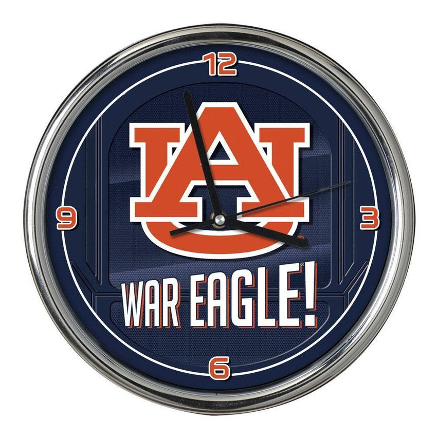 Auburn Tigers Go Team! Chrome Clock