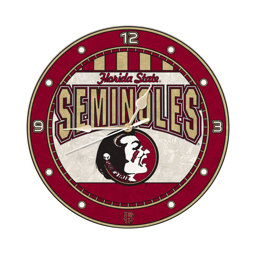 Florida State Seminoles 12" Art Glass Clock