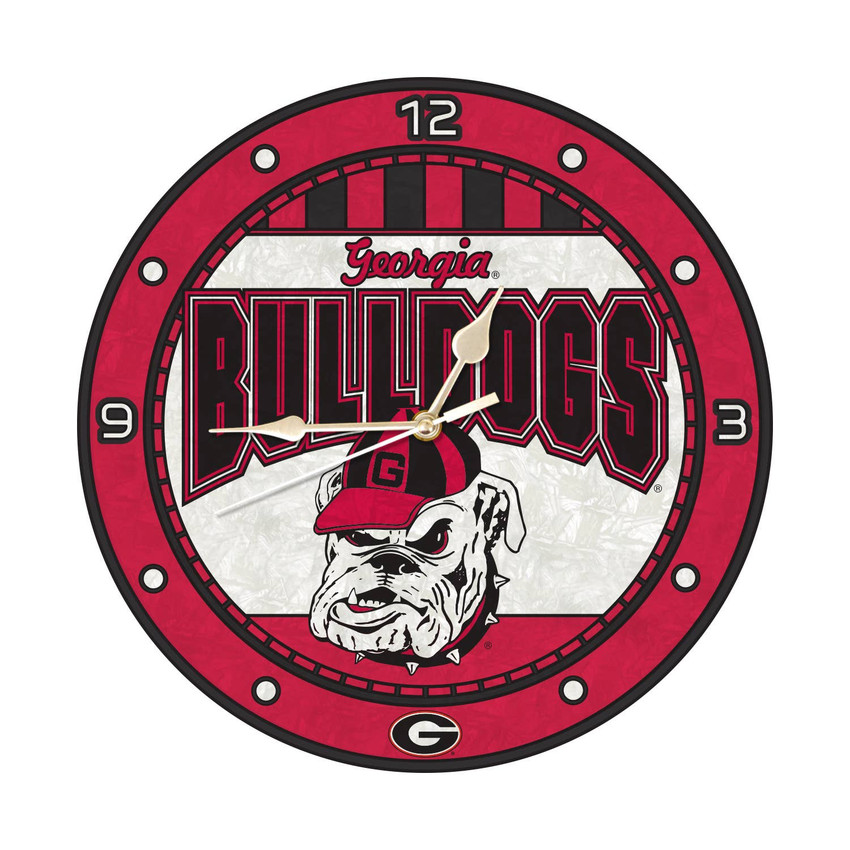 Georgia Bulldogs 12" Art Glass Clock