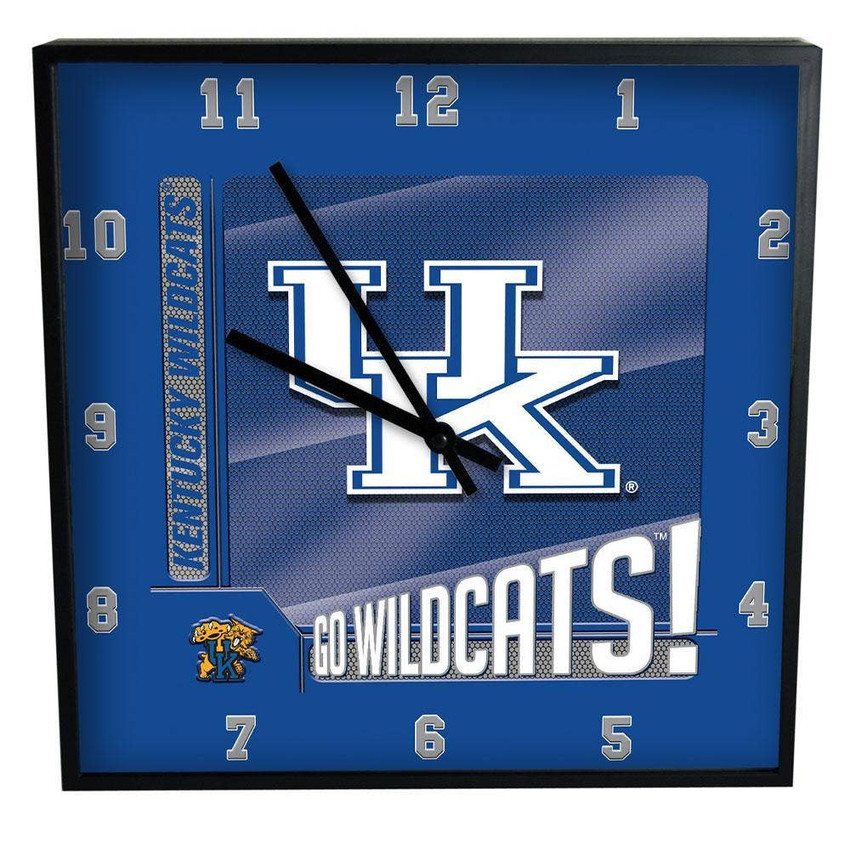 Kentucky Wildcats 12" Square Carbon Fiber Clock