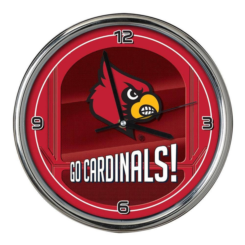 Louisville Cardinals Go Team! Chrome Clock