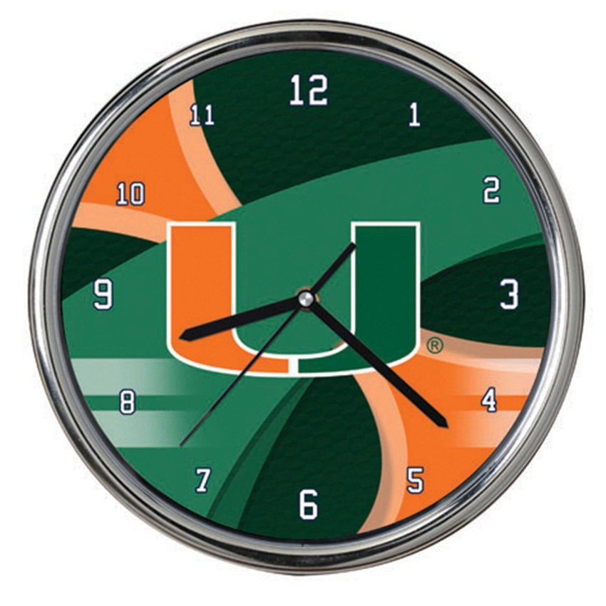Miami Hurricanes Carbon Fiber Chrome Clock