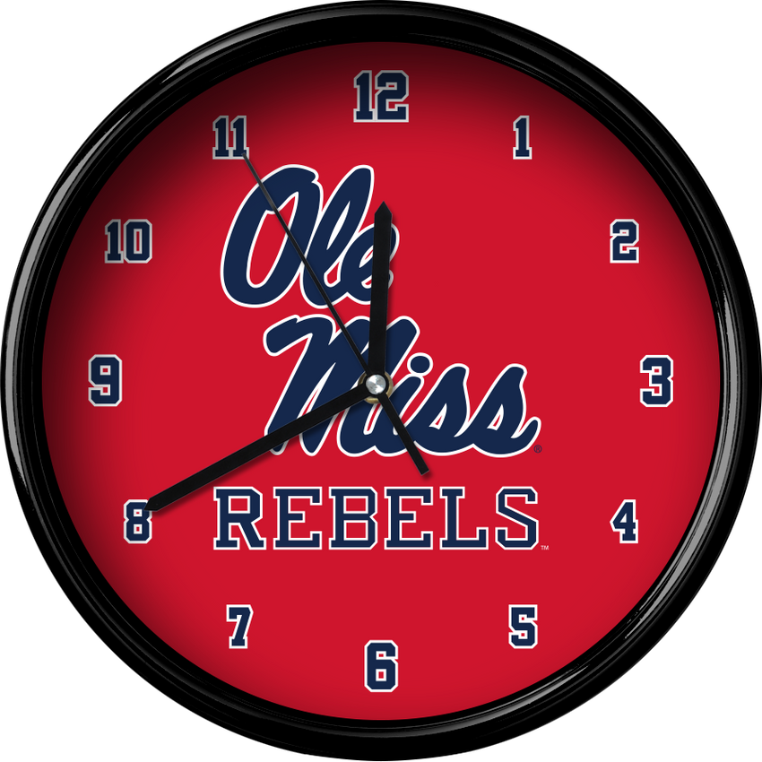 Mississippi Ole Miss Rebels 12" Team Black Rim Clock