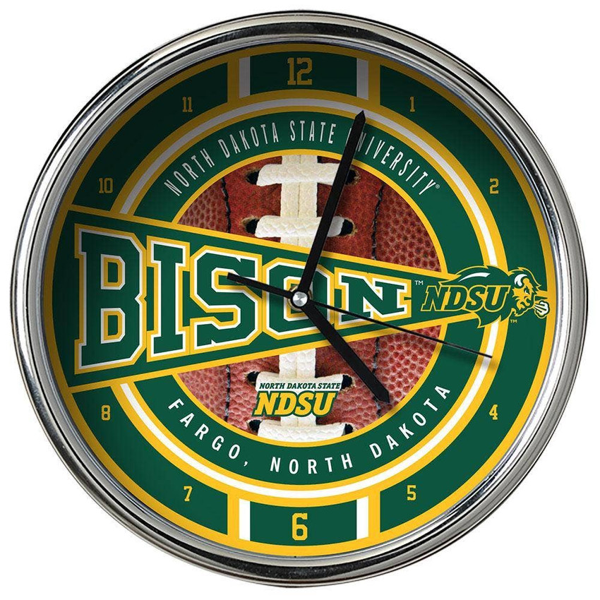 North Dakota State Bison Chrome Clock