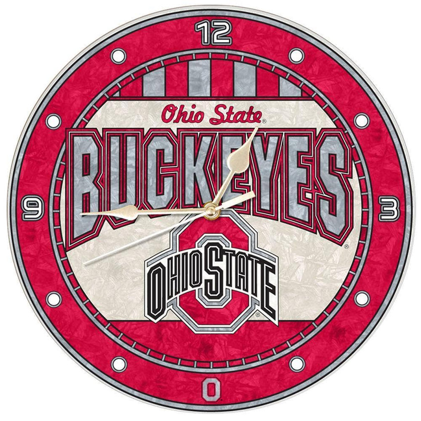 Ohio State Buckeyes 12" Art Glass Clock