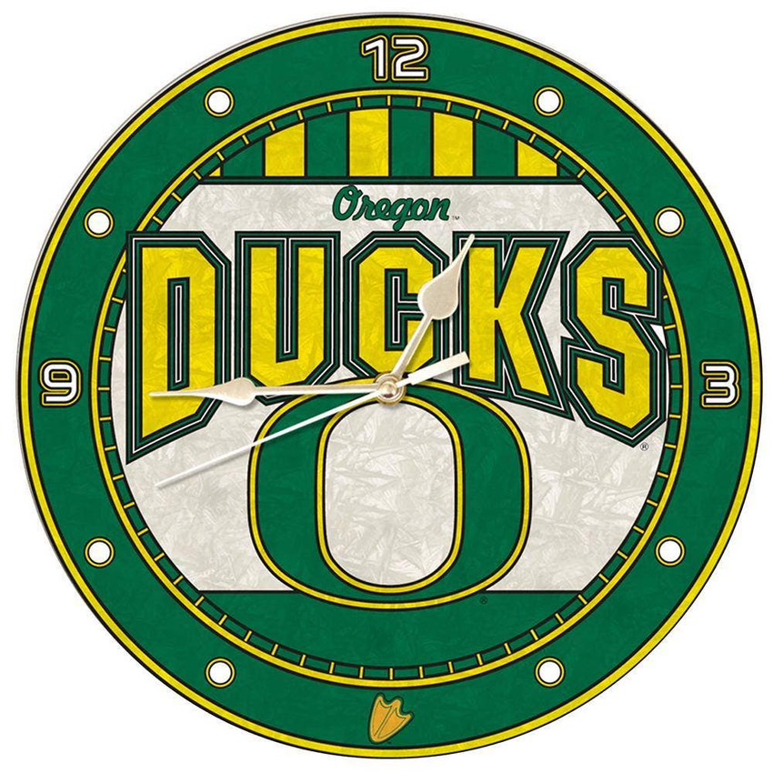 Oregon Ducks 12" Art Glass Clock