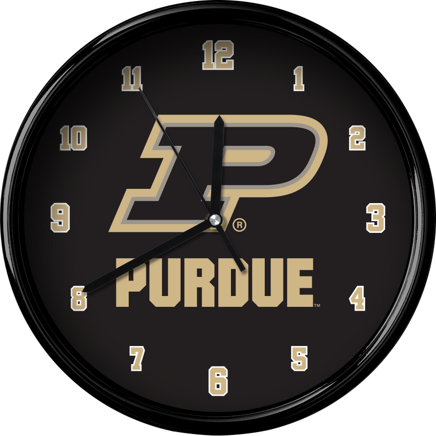 Purdue Boilermakers 12" Team Black Rim Clock