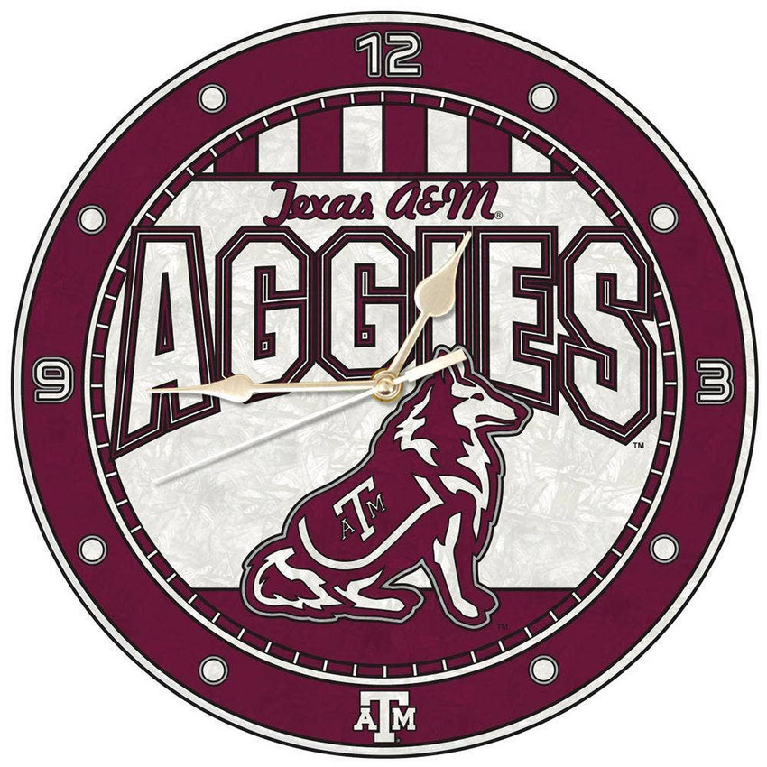 Texas A&M Aggies 12" Art Glass Clock