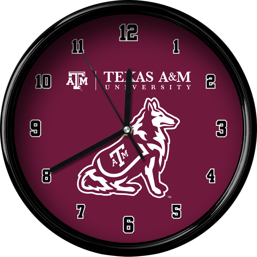 Texas A&M Aggies 12" Team Black Rim Clock
