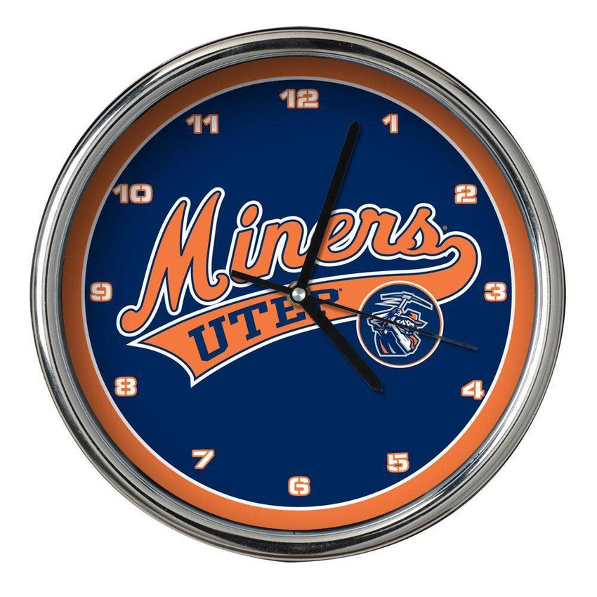 Texas at El Paso Miners Chrome Clock