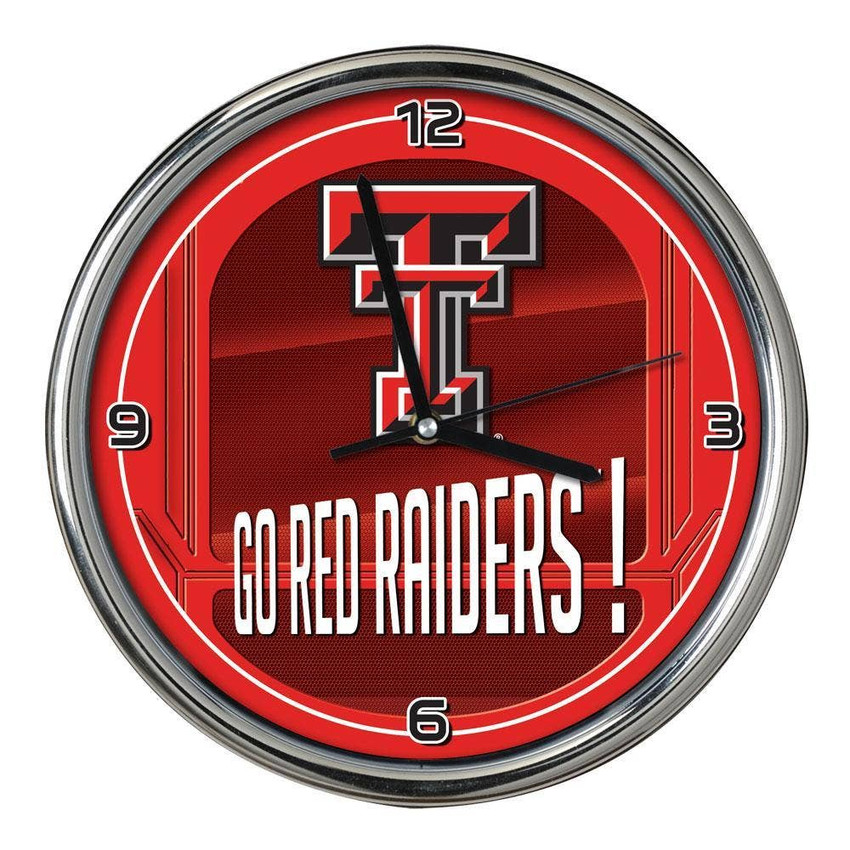 Texas Tech Red Raiders Go Team! Chrome Clock