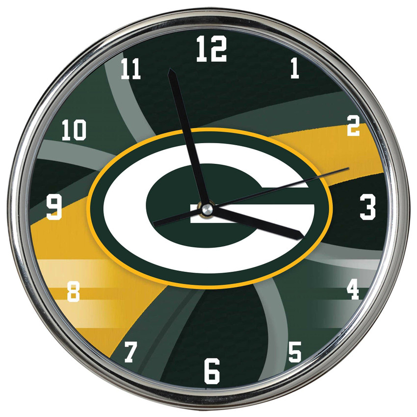 Green Bay Packers Carbon Fiber Chrome Clock