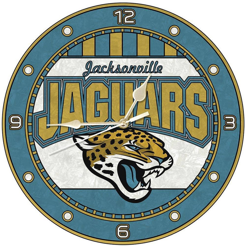Jacksonville Jaguars 12" Art Glass Clock