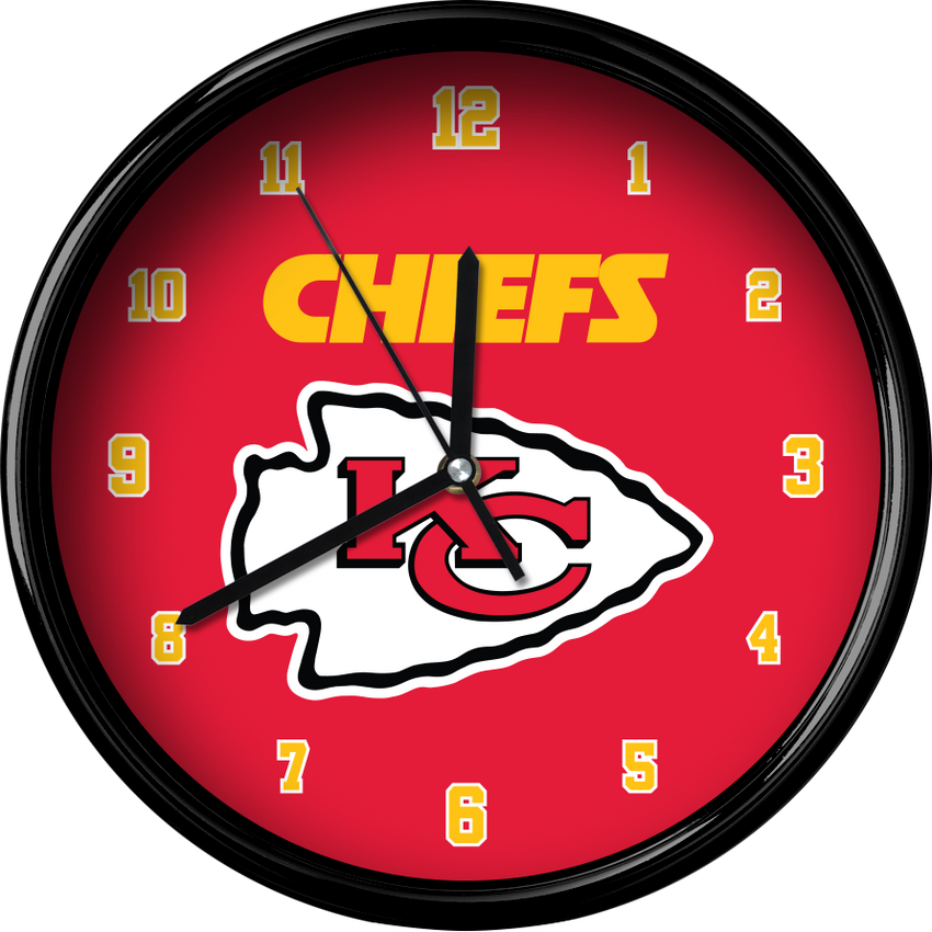 Kansas City Chiefs 12" Team Black Rim Clock