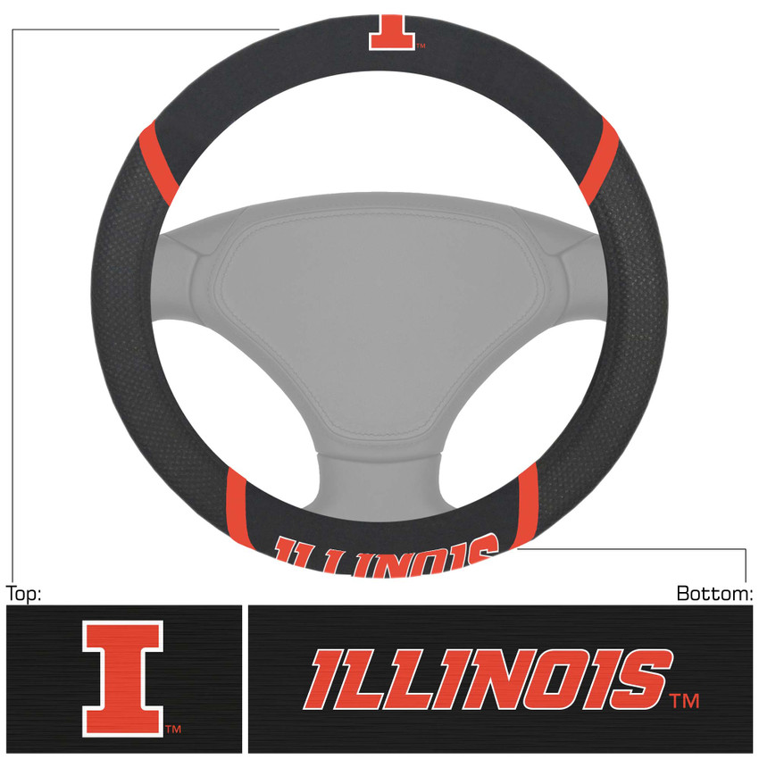 Illinois Illini Steering Wheel Cover Embroidered NCAA Auto Accessory