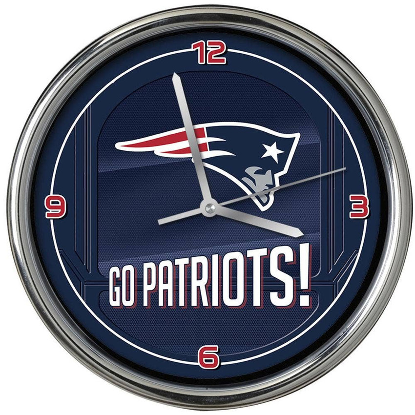 New England Patriots Go Team! Chrome Clock