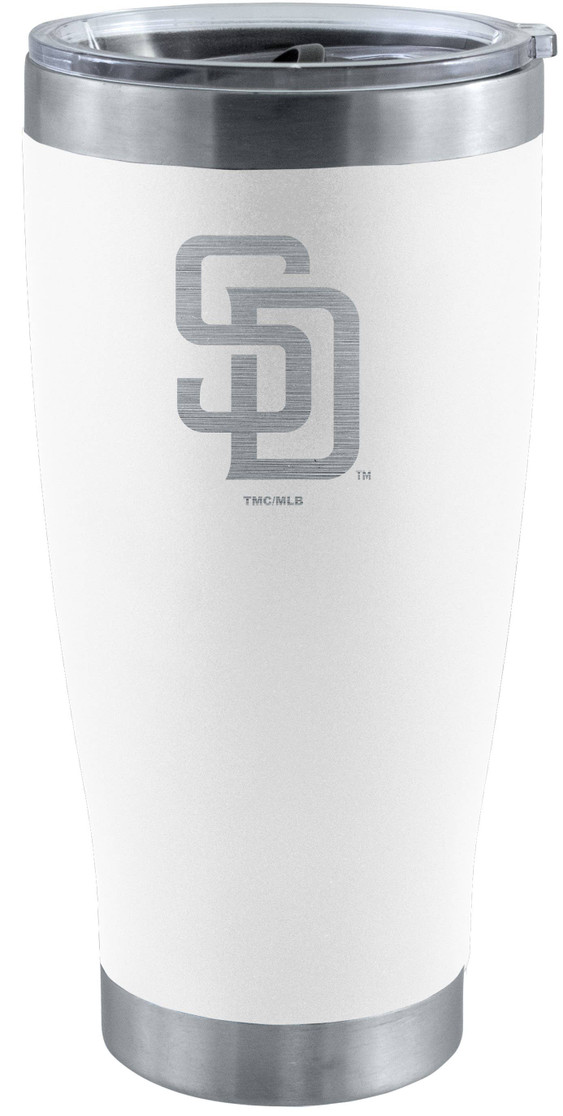 San Diego Padres 20oz White Tumbler w/Etched Logo