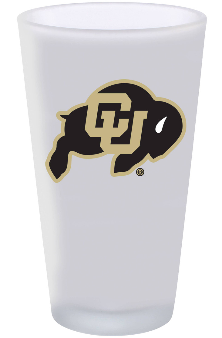 Colorado Buffaloes 16oz Frosted Pint Glass Color Logo