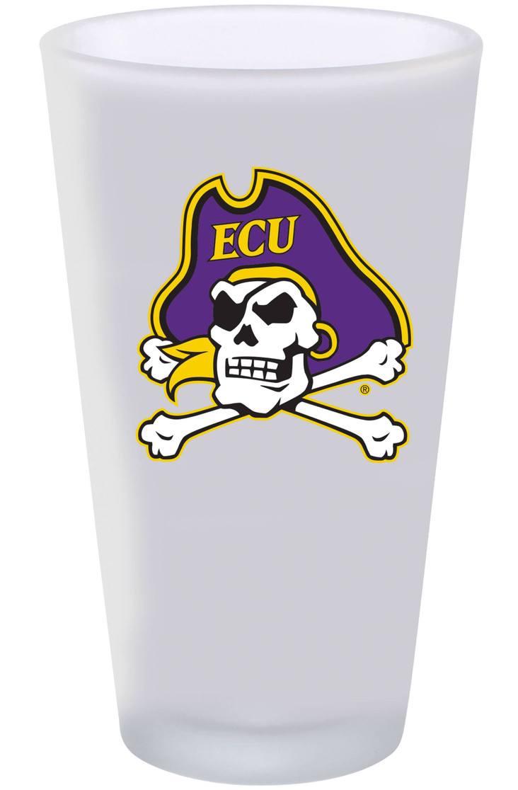 East Carolina Pirates 16oz Frosted Pint Glass Color Logo