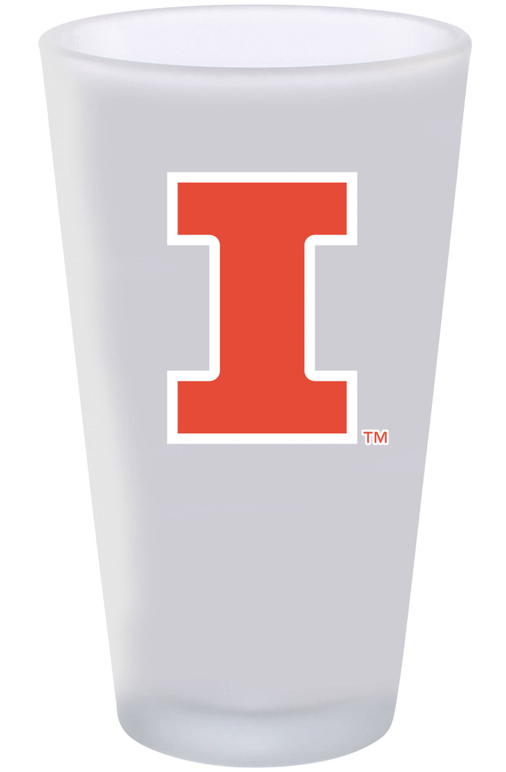 Illinois Fighting Illini 16oz Frosted Pint Glass Color Logo