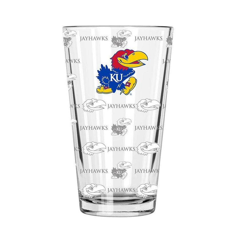 Kansas Jayhawks Sandblasted Pint