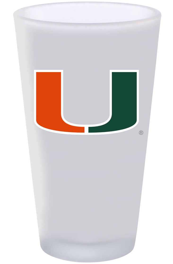 Miami Hurricanes 16oz Frosted Pint Glass Color Logo