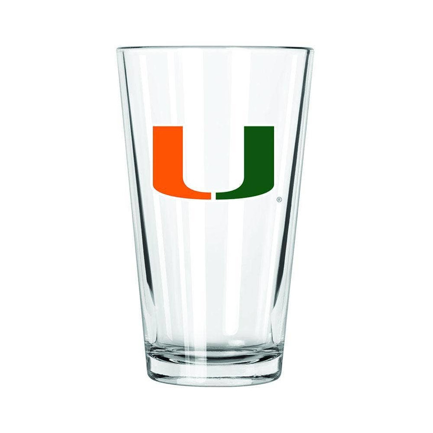 Miami Hurricanes 16oz Pint Glass w/Color Logo