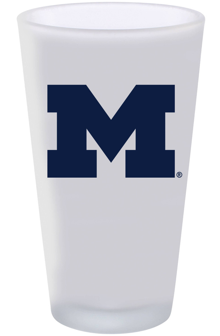 Michigan Wolverines 16oz Frosted Pint Glass Color Logo