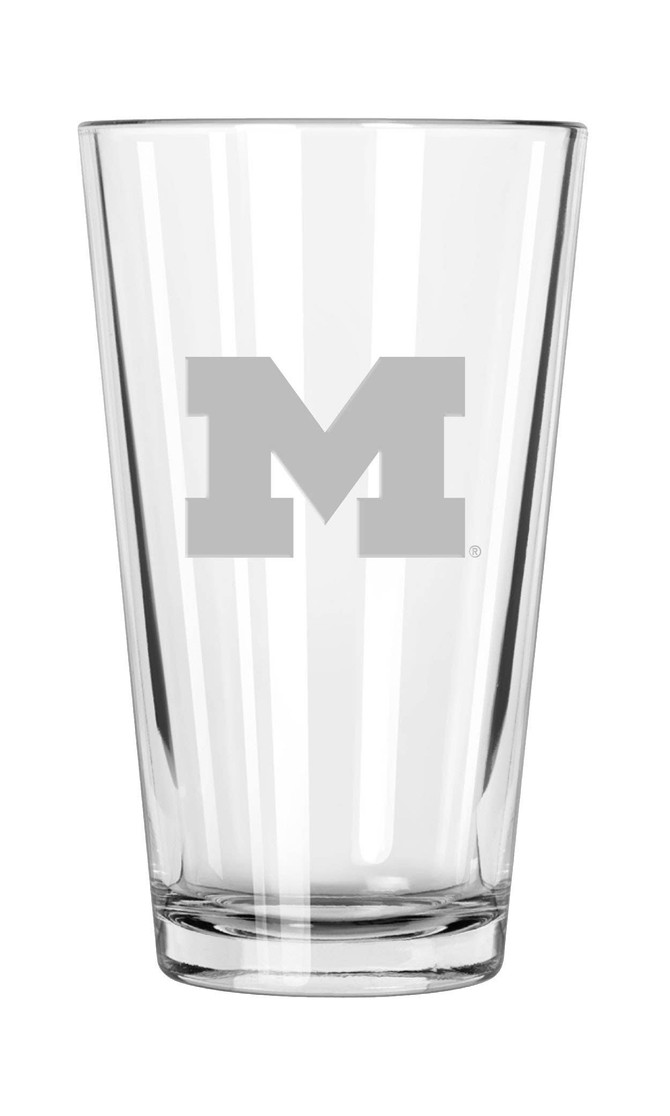 Michigan Wolverines 16oz Pint Glass w/Etched Logo