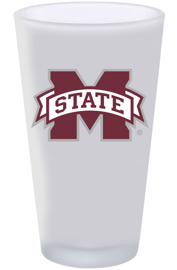 Mississippi State 16oz Frosted Pint Glass Color Logo